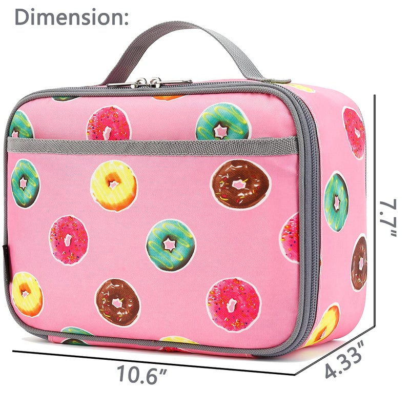FlowFly Kids Lunch box Insulated Soft Bag Mini Cooler Back to School Thermal Meal Tote Kit for Girls, Boys, Doughnut - Image 3